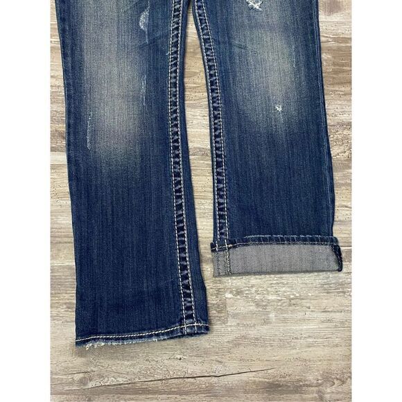 Silver Tuesday Capri Jeans Low Rise Distressed Cuffed Rolled Women’s Size W25 - Picture 4 of 9